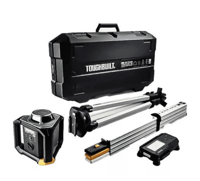Kit Nivel Láser Rotativo 360° + Receptor Láser ToughBuilt TB-H2S4-LL-500-R1 152 mts (500') | Fans Toughbuilt México