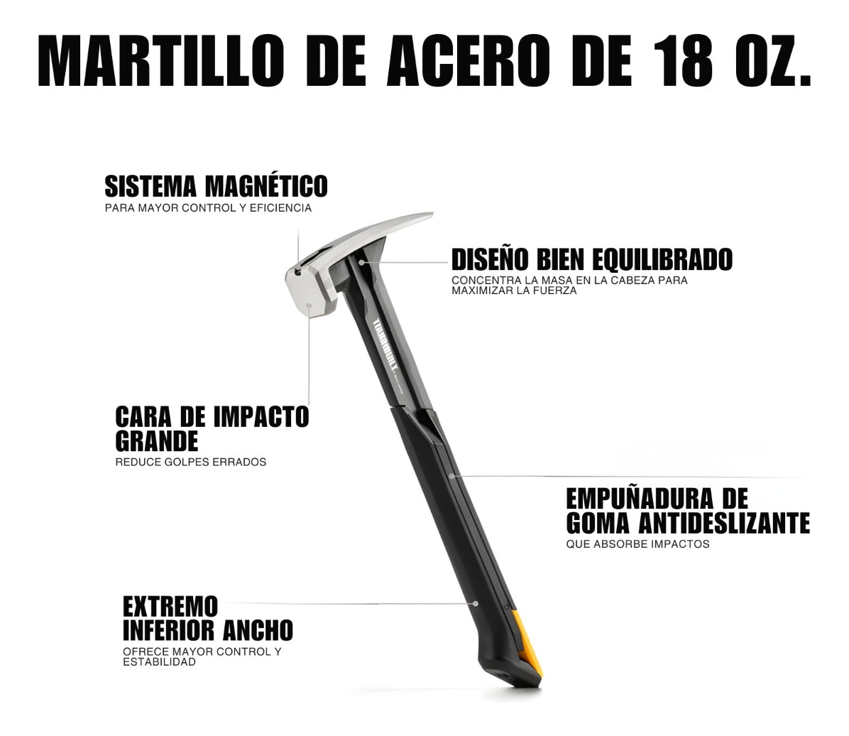Martillo De Acero 18 Oz Toughbuilt Tb-h1-1r-s18