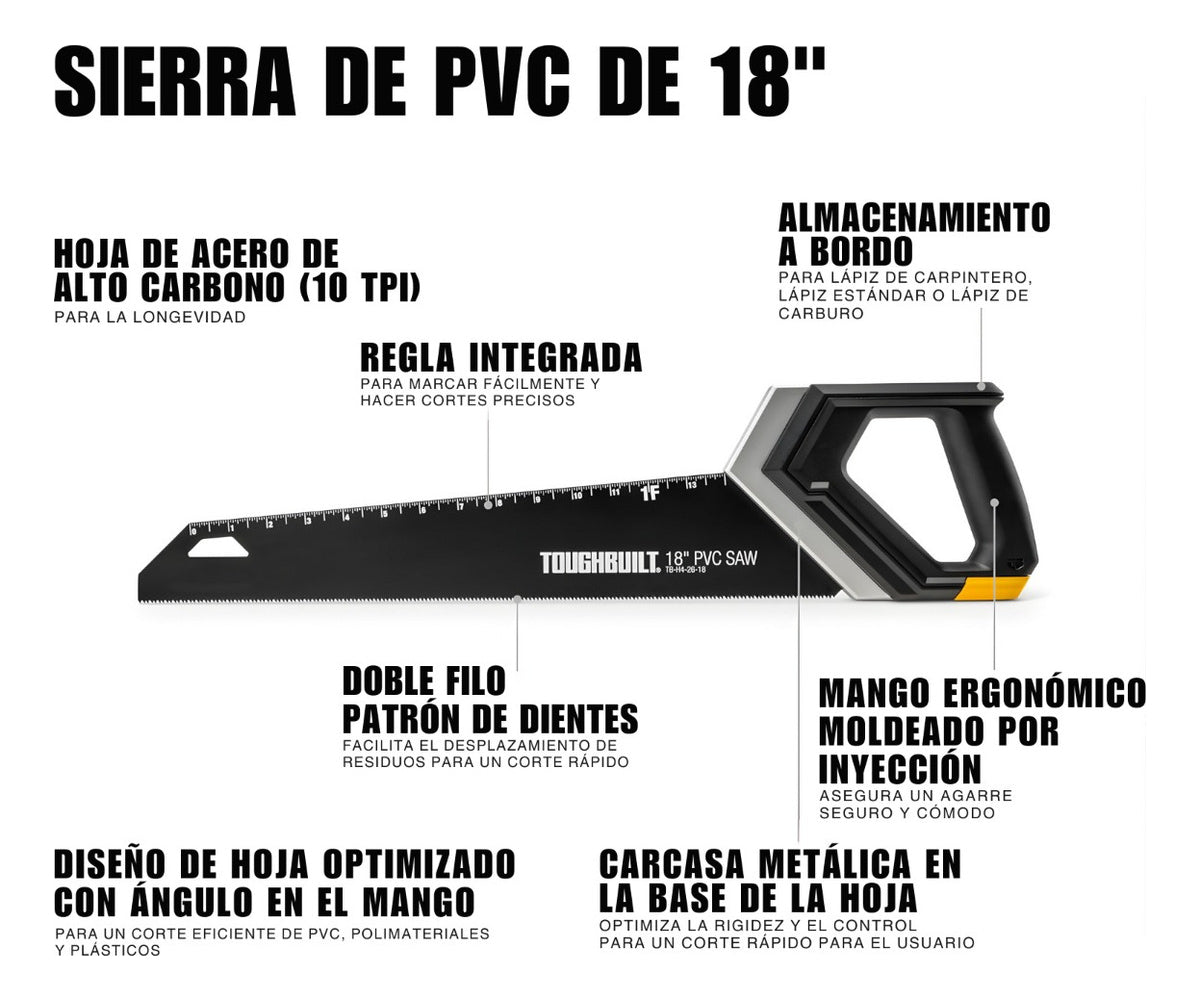Sierra Manual Para PVC De 18" Toughbuilt Tb-h4-26-18