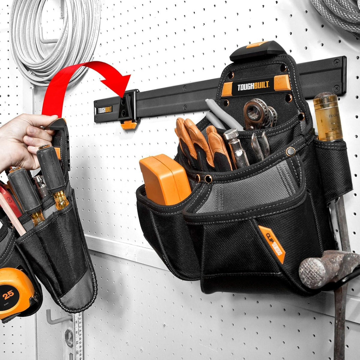 ToughBuilt Organizador de Pared TB-53 Acero con 3 Clips TB-CT-150