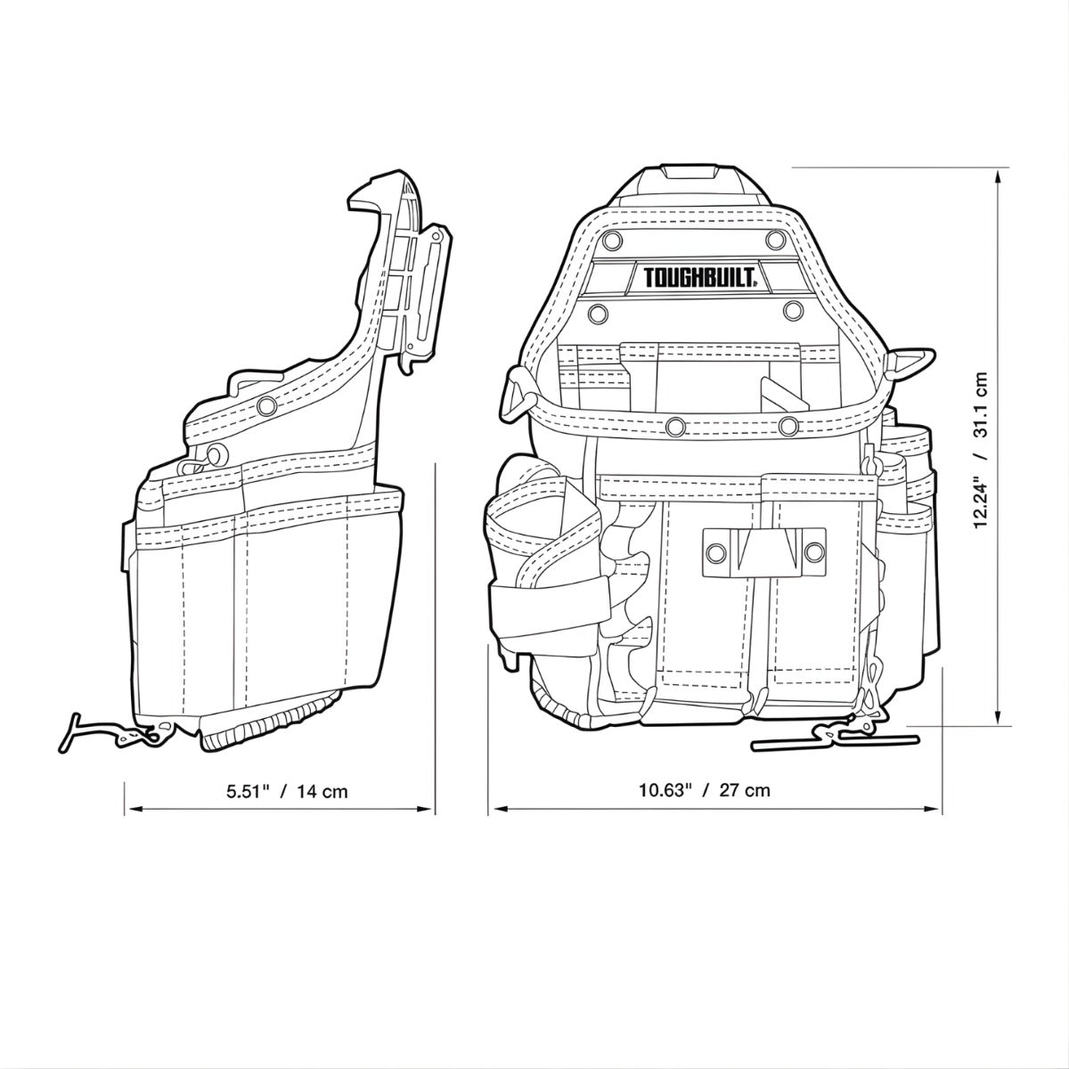 Bolsa Electricista Toughbuilt Tb-ct-104 + Cinturón Cliptech