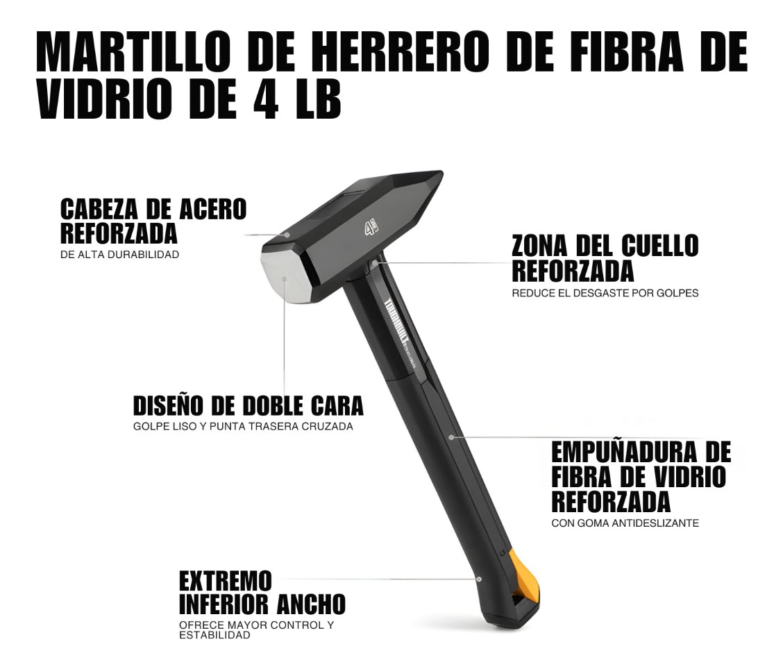 Martillo Herrero 4lb Fibra De Vidrio Toughbuilt Tb-h1-1bs-f4