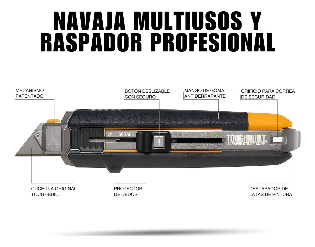 Navaja Raspador Toughbuilt Tb-h4s5-01 Cuchillo 2 En 1 + 30 H