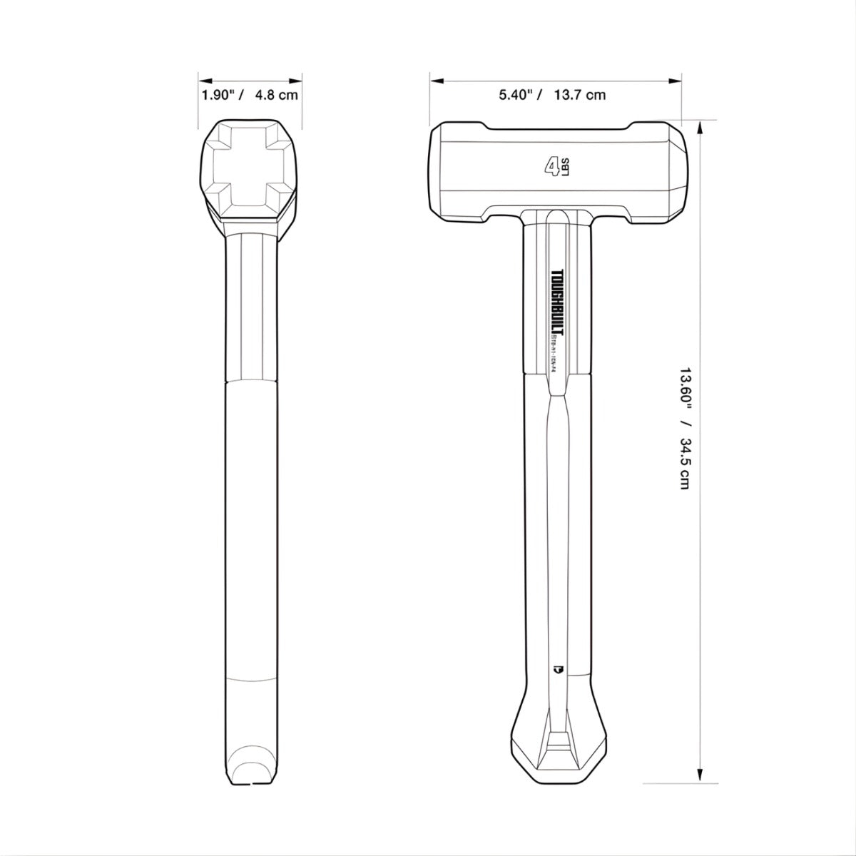 Martillo Ingeniería 4lb Fibra Vidrio Toughbuilt Tb-h1-1en-f4