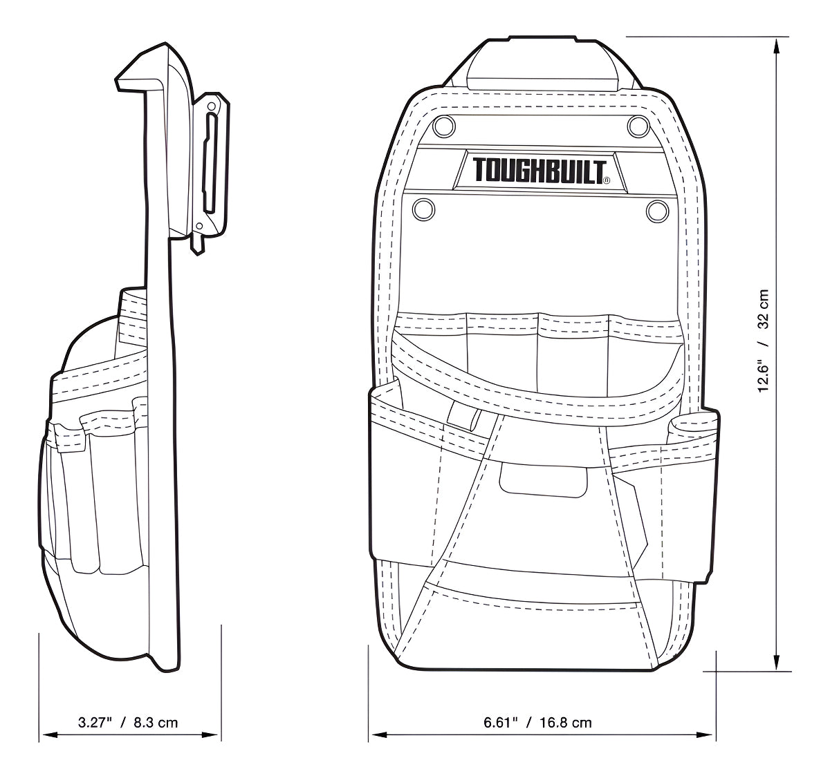 Coleto Tecnico 11 Bolsillos Cliptech Toughbuilt Tb-ct-22 Color Negro
