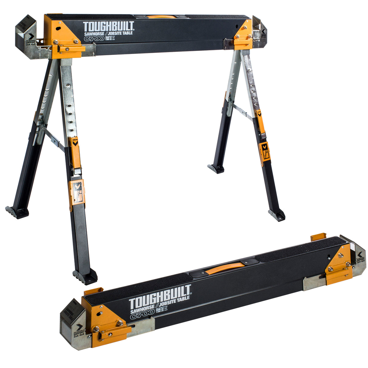 Caballete ToughBuilt TB-C700 abierto y plegado