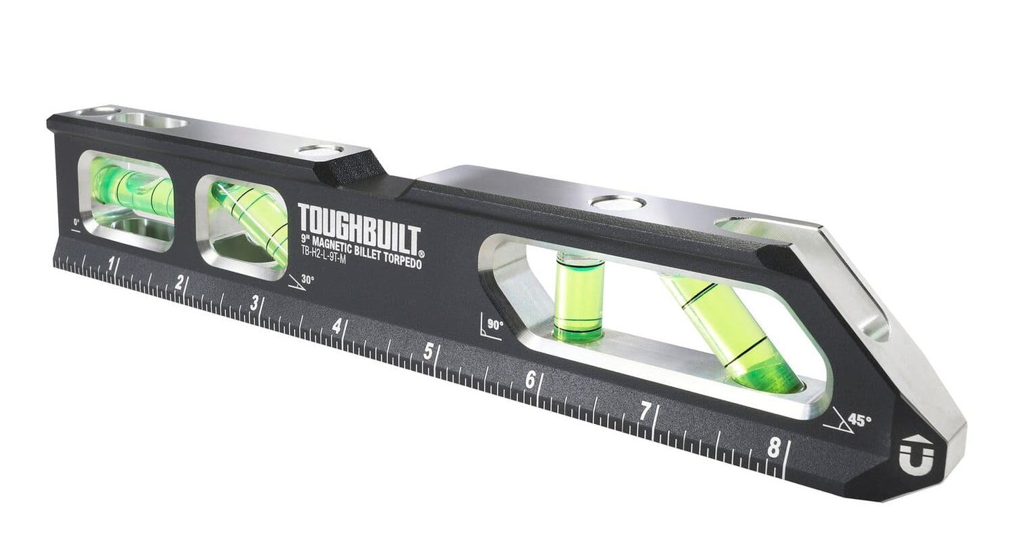 Nivel Torpedo Magnetico Toughbuilt TB-H2-L-9T-M con marco de aluminio 9" (23 cm) | Fans Toughbuilt México