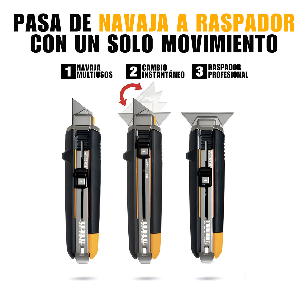 Navaja Raspador Toughbuilt Tb-h4s5-01 Cuchillo 2 En 1 + 30 H