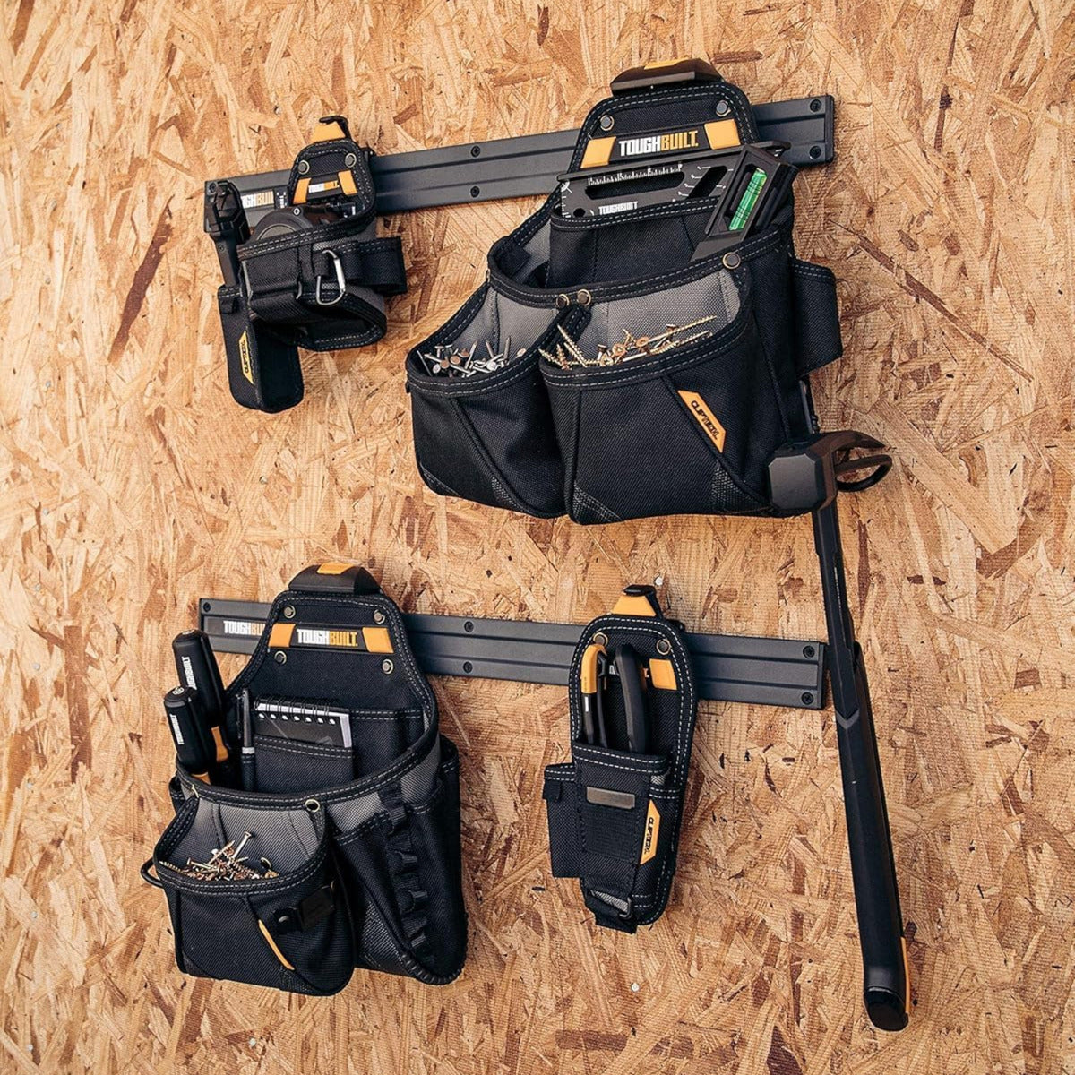 ToughBuilt Organizador de Pared TB-53 Acero con 3 Clips TB-CT-150