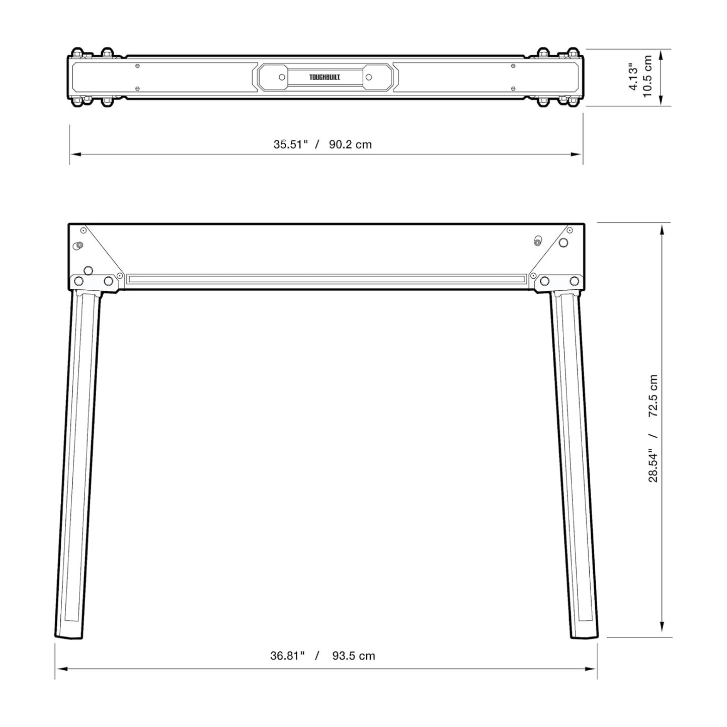 ToughBuilt Caballetes de Aserrar TB-C300 Acero Carga 1000 kg