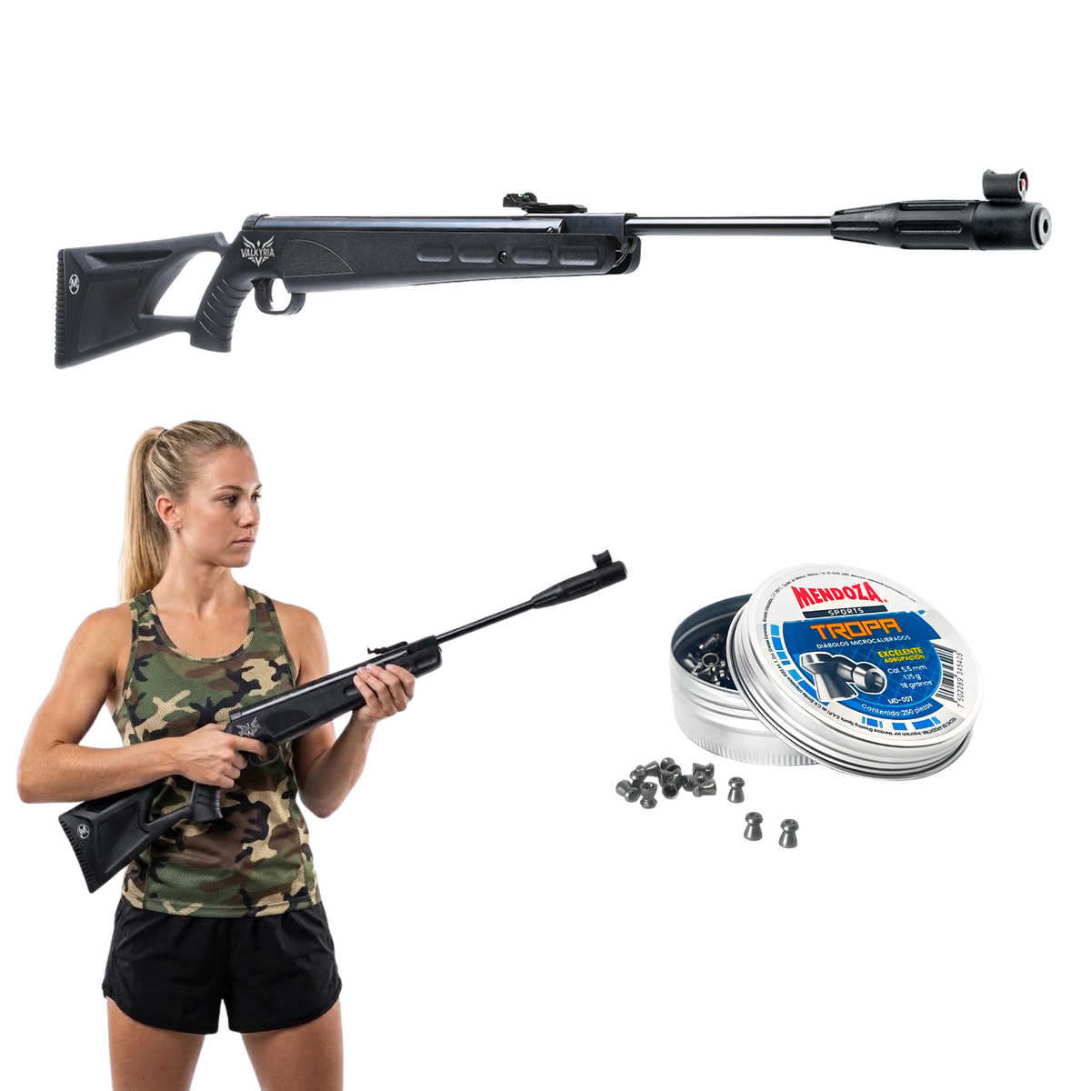 Rifle de aire Mendoza Valkyria 5.5 mm Nitropiston +Diabolos