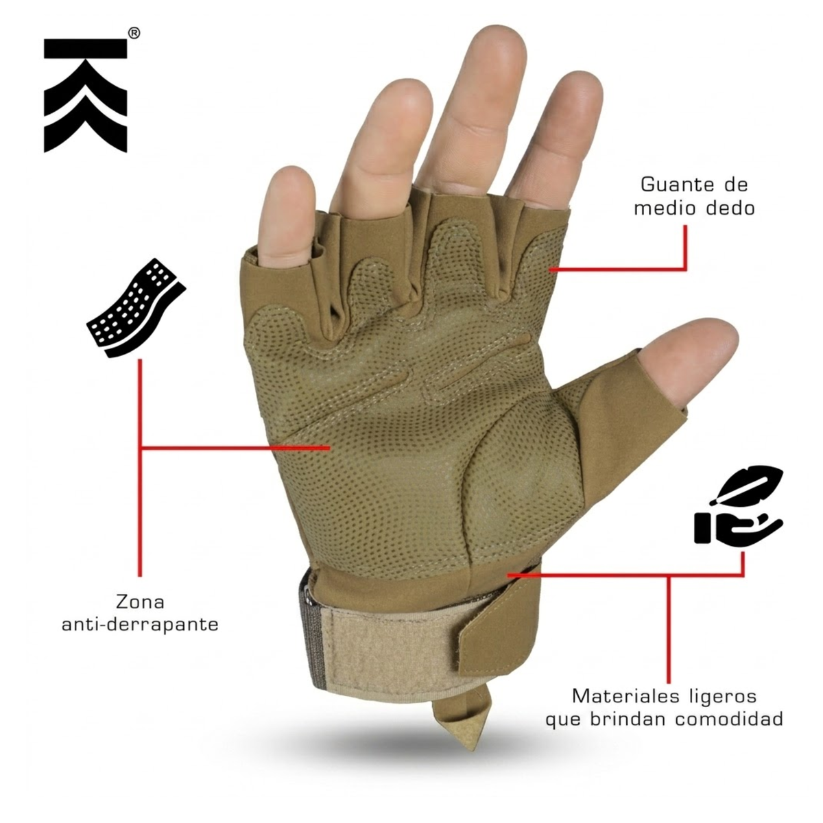 Guantes Kampak 730 Tácticos Cortos Nudillos Antiderrapantes