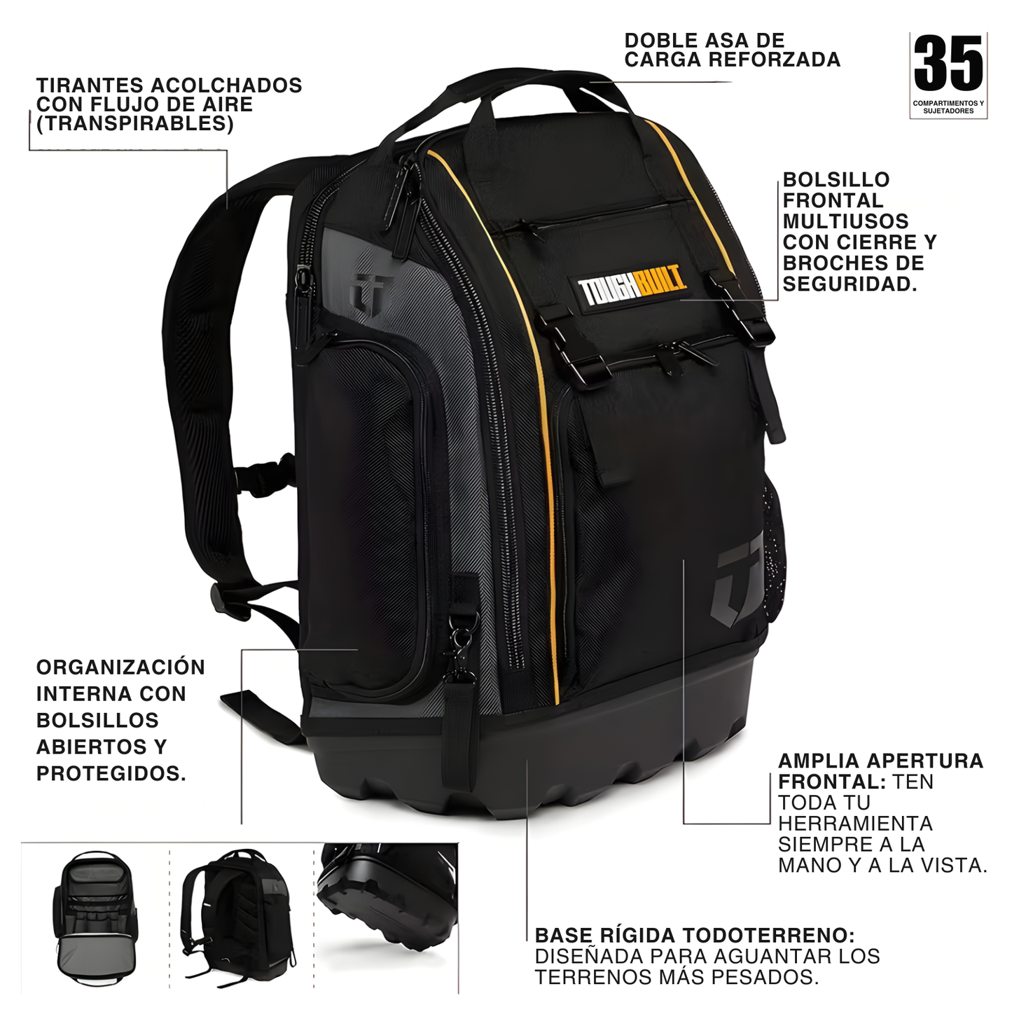 ToughBuilt TB-66C (4 Pack) Mochila Herramientas y Laptop Industrial