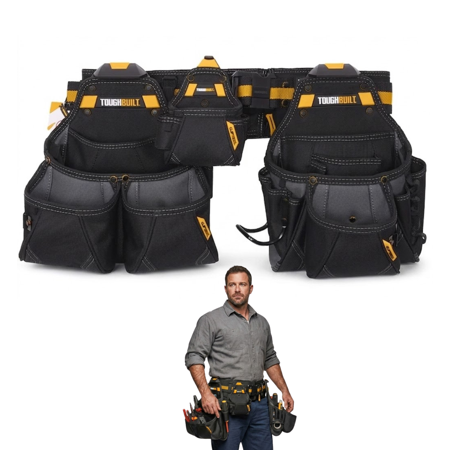 Bolsas Porta Herramientas 36 Bolsillos + Cinturon Toughbuilt