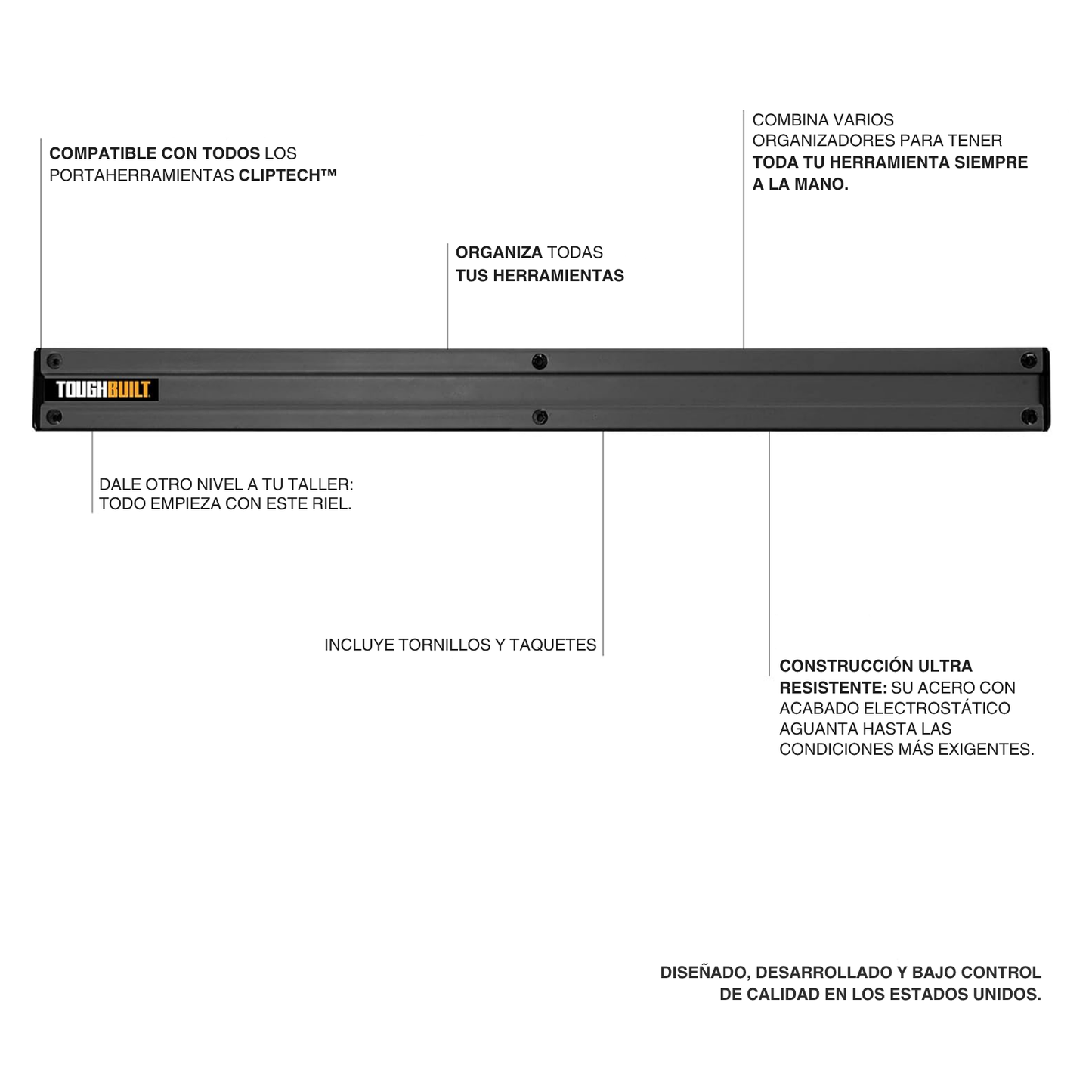 Organizador De Pared Rack Porta Herramientas 60cm Toughbuilt
