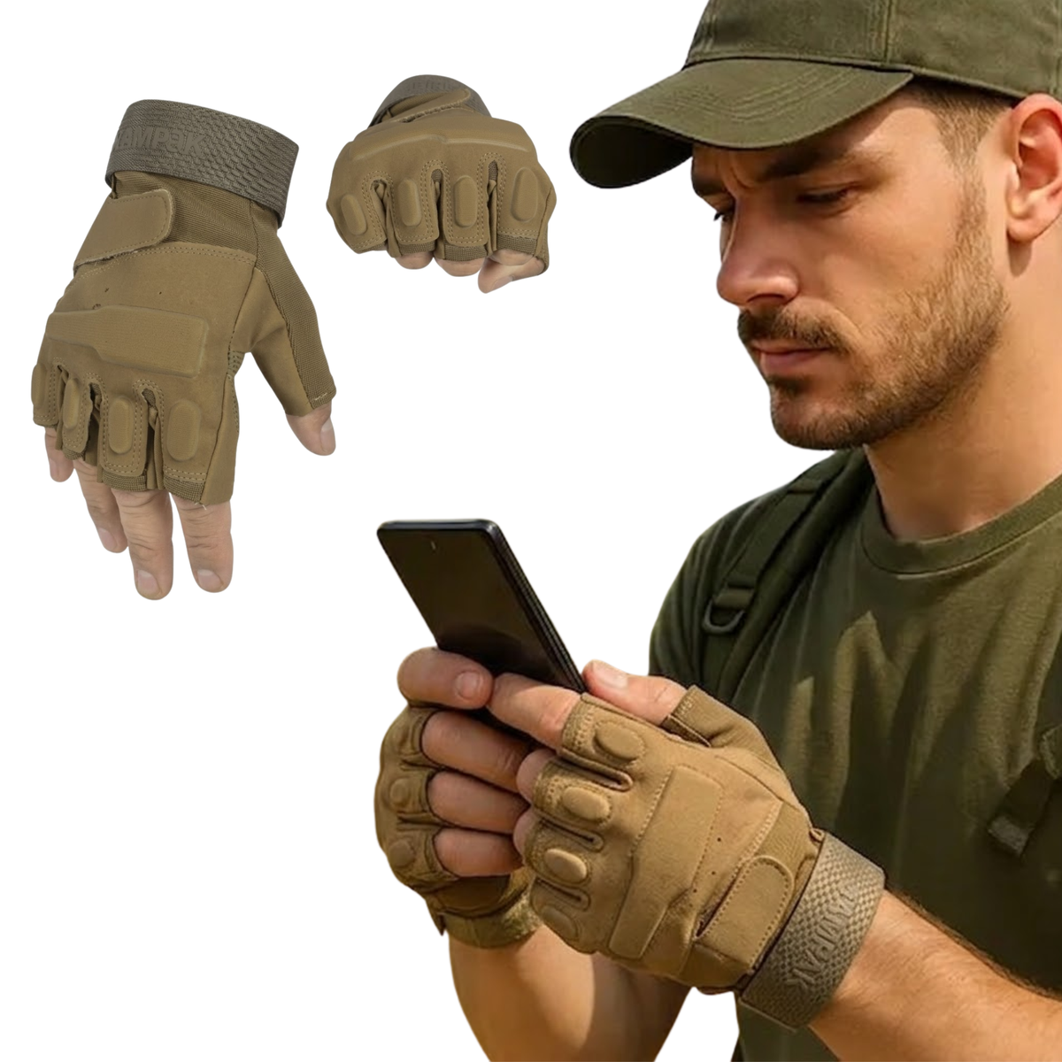 Guantes Kampak 730 Tácticos Cortos Nudillos Antiderrapantes