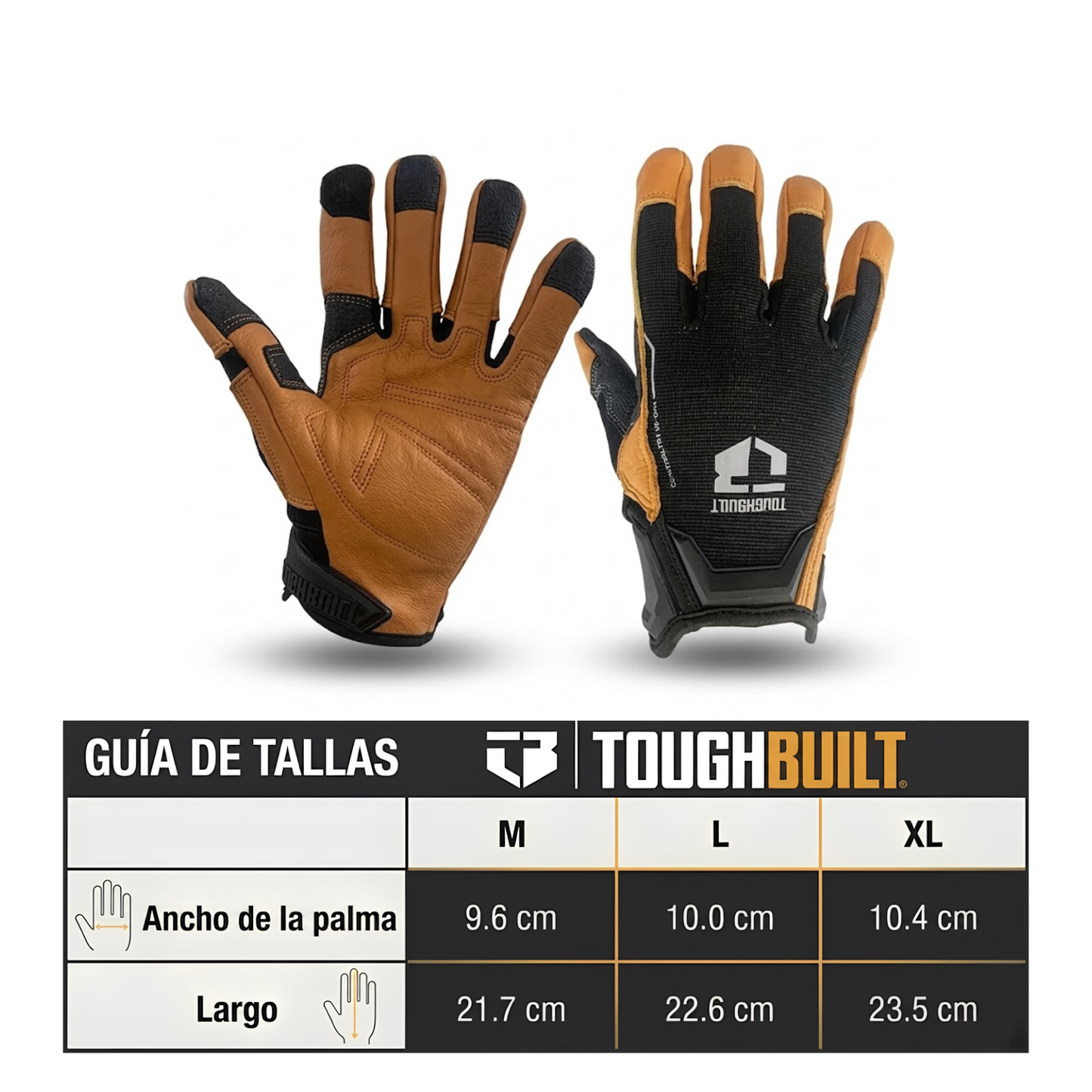 Guantes Trabajo Toughbuilt Tb-g04 Cuero Café Pantalla Táctil