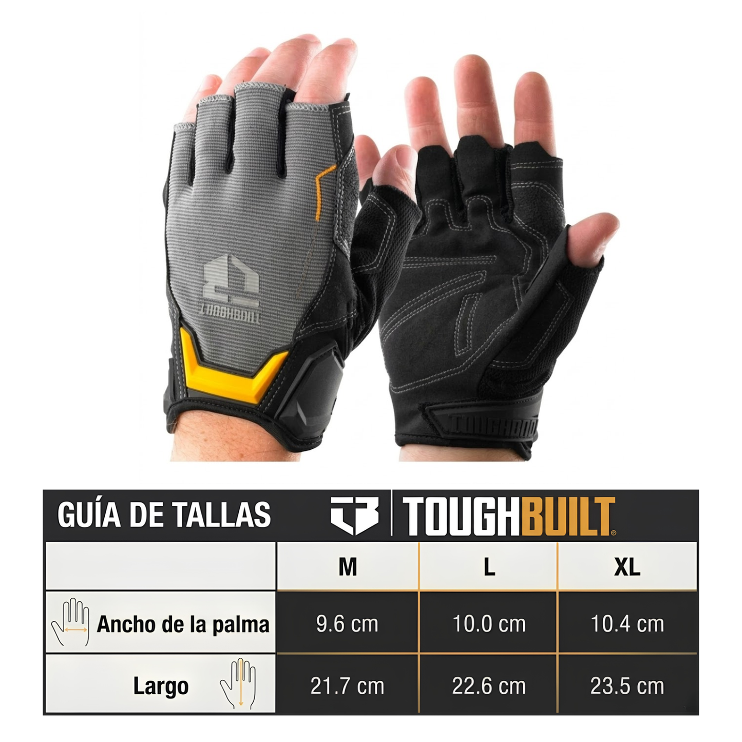 Guantes medio dedo Toughbuilt TB-G06 resistentes a abrasión