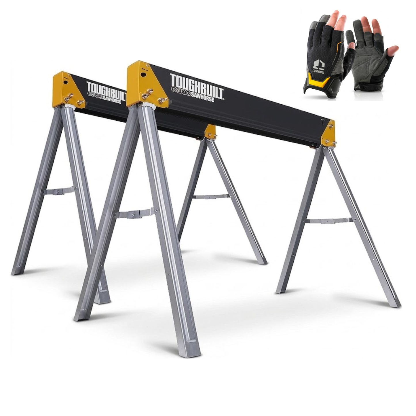 ToughBuilt Caballetes de Aserrar TB-C300 Acero Carga 1000 kg